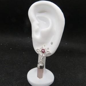 Pendientes nudo de bruja cuarzo rosa y granate