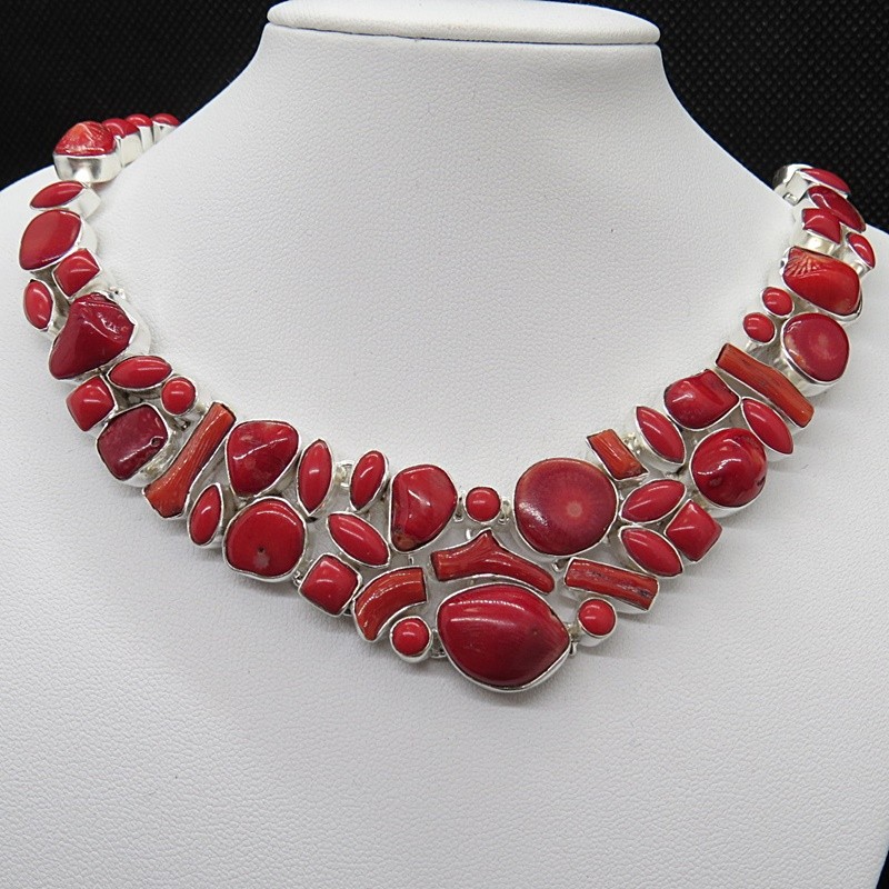Collar joyería en plata coral