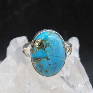 Anillo turquesa azul cobre y plata
