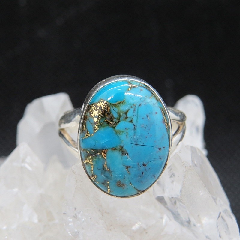 Anillo turquesa azul cobre y plata