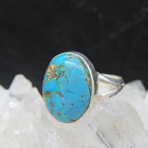 Anillo turquesa azul cobre y plata