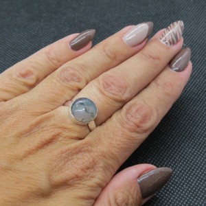 Anillo ágata musgosa y plata