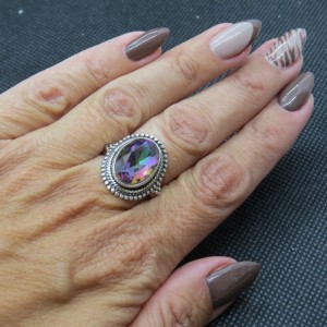 Anillo Topacio Místico y plata