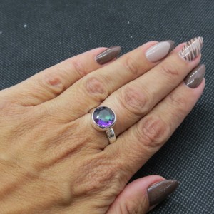 Anillo Topacio Místico y plata