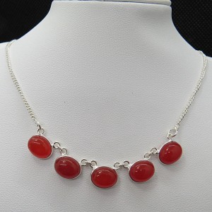 Collar joyería en plata ágata cornalina