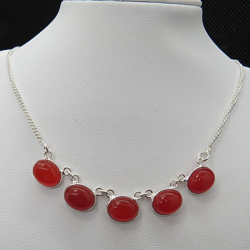 Collar joyería en plata ágata cornalina