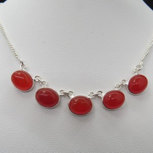Collar joyería en plata ágata cornalina