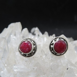 Pendientes rubí y plata