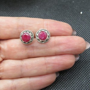 Pendientes rubí y plata