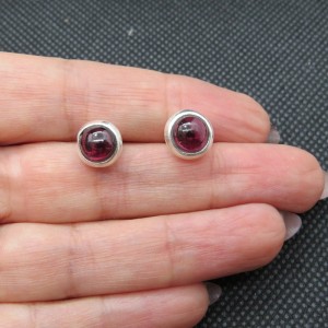 Pendientes presión granate y plata