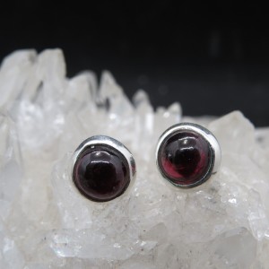 Pendientes presión granate y plata