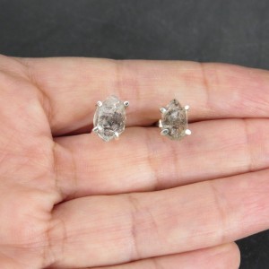 Pendientes diamante Herkimer y plata