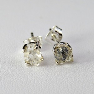Pendientes diamante Herkimer y plata