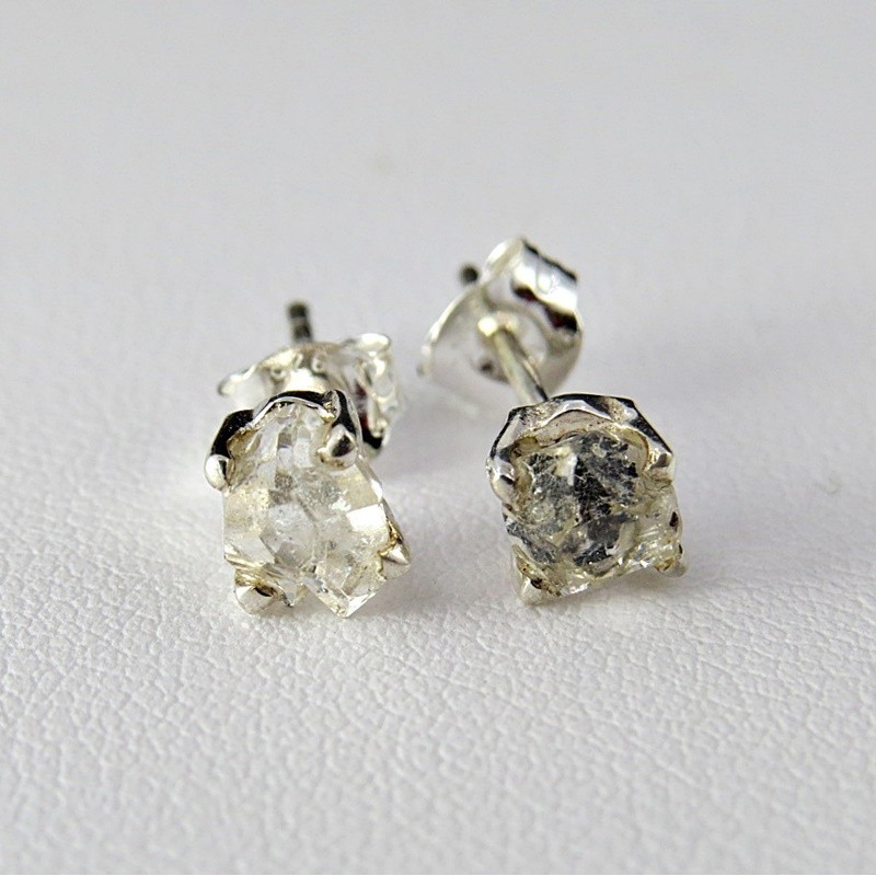 Pendientes diamante Herkimer y plata