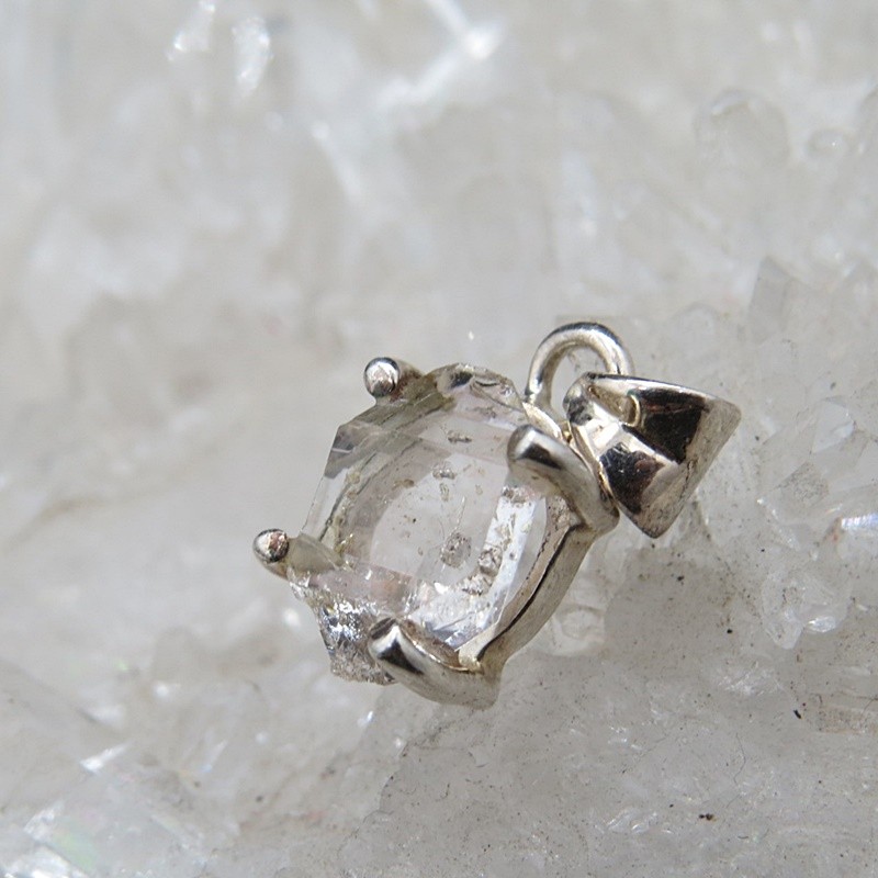 Colgante diamante Herkimer y plata