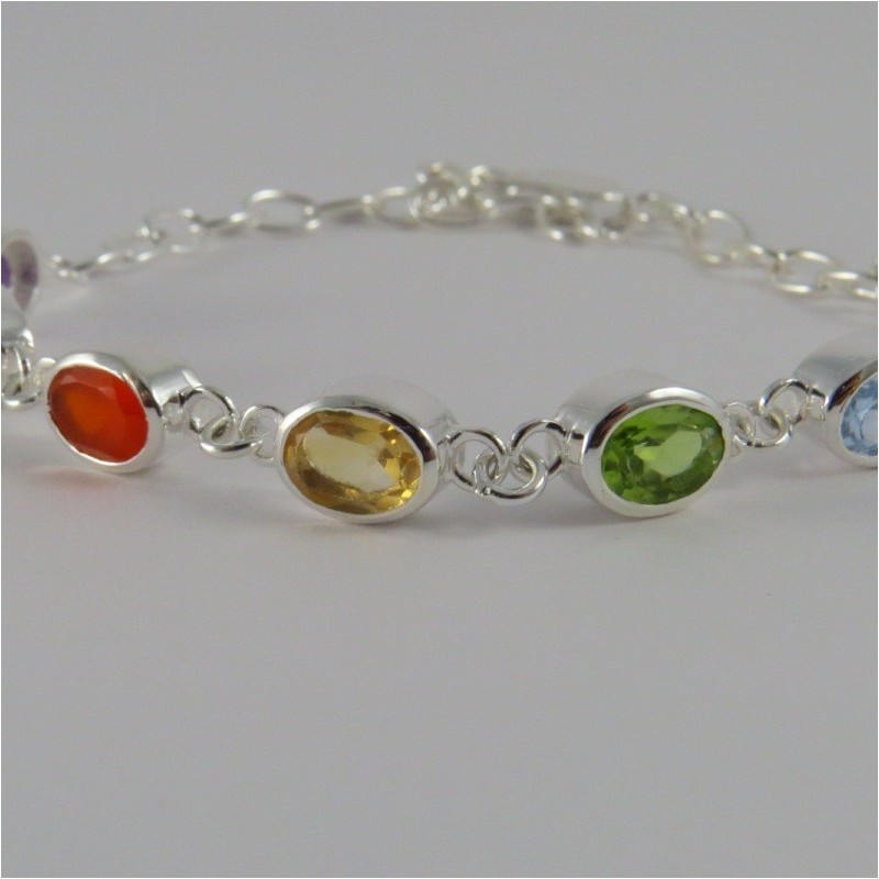 Pulsera joyería en plata siete chakras