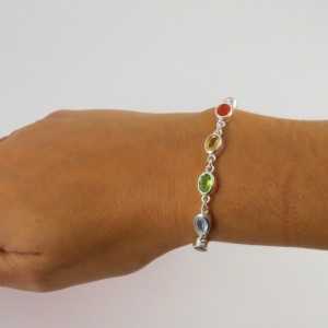 Pulsera joyería en plata siete chakras