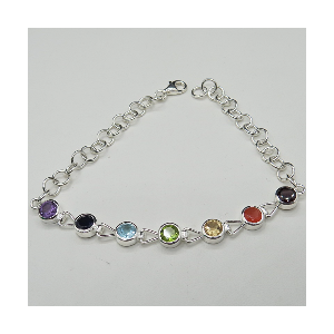 Pulsera joyería en plata siete chakras