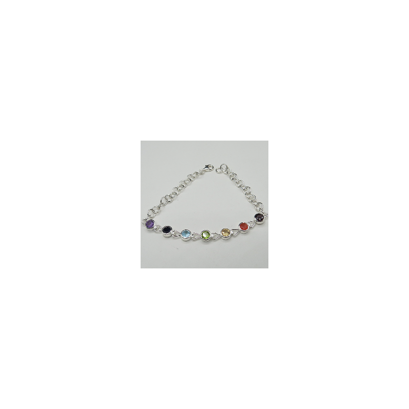 Pulsera joyería en plata siete chakras