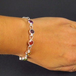 Pulsera joyería en plata siete chakras