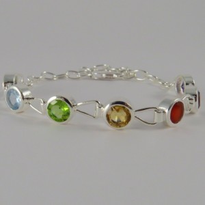 Pulsera joyería en plata siete chakras