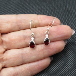 Pendientes granate y plata