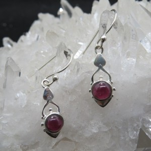 Pendientes granate y plata