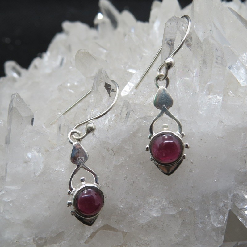 Pendientes granate y plata