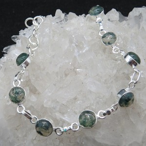 Pulsera joyería en plata ágata musgosa