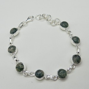 Pulsera joyería en plata ágata musgosa