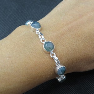 Pulsera joyería en plata ágata musgosa