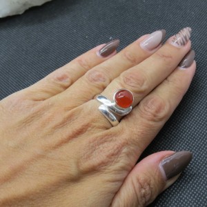 Anillo ágata cornalina y plata