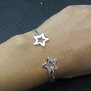 Pulsera rígida estrella plata 925 mm