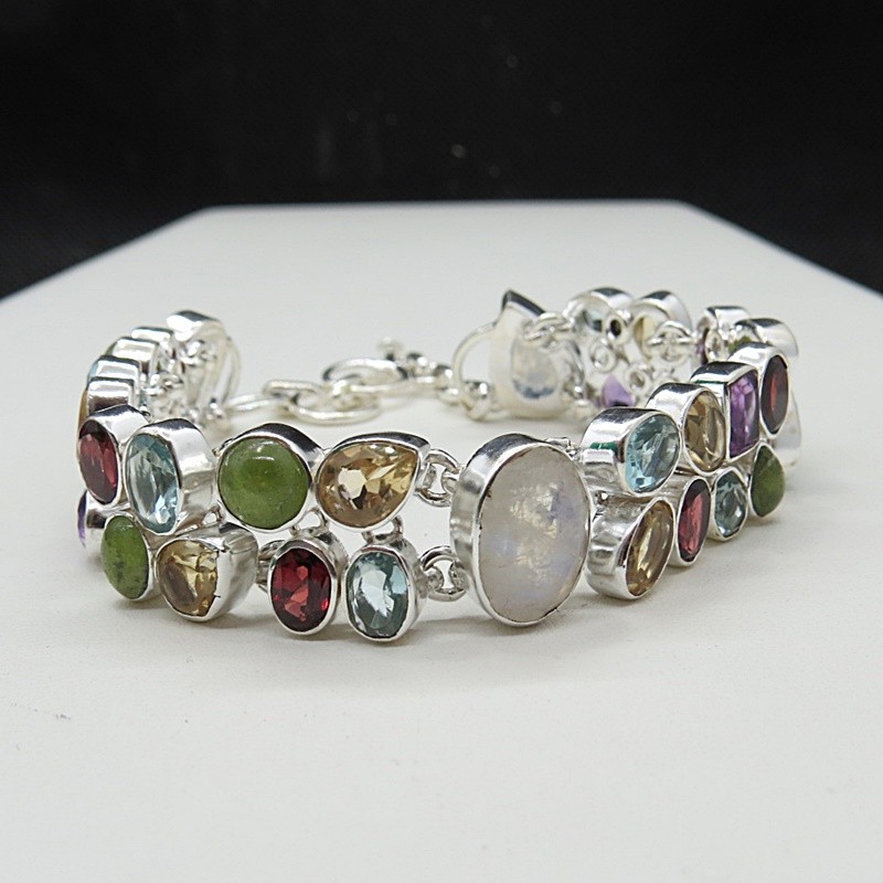 Pulsera joyería en plata de piedras semipreciosas