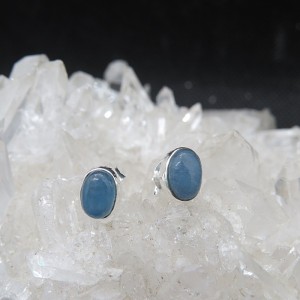 Pendientes presión aguamarina y plata