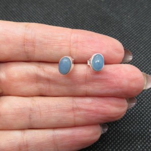 Pendientes presión aguamarina y plata