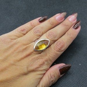 Anillo cuarzo citrino y plata