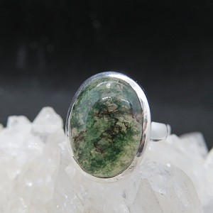 Anillo ágata musgosa y plata