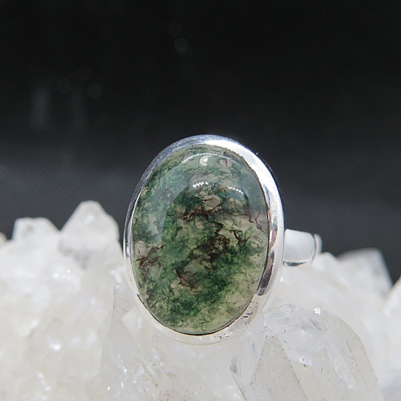 Anillo ágata musgosa y plata