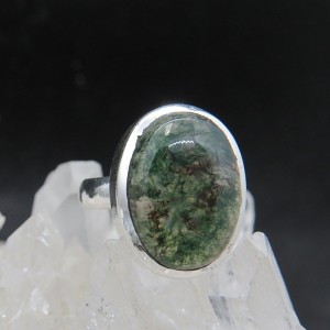 Anillo ágata musgosa y plata
