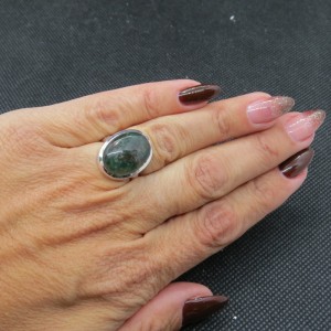 Anillo ágata musgosa y plata