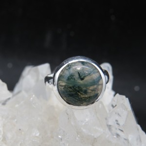 Anillo ágata musgosa y plata
