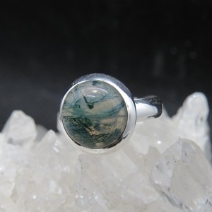 Anillo ágata musgosa y plata