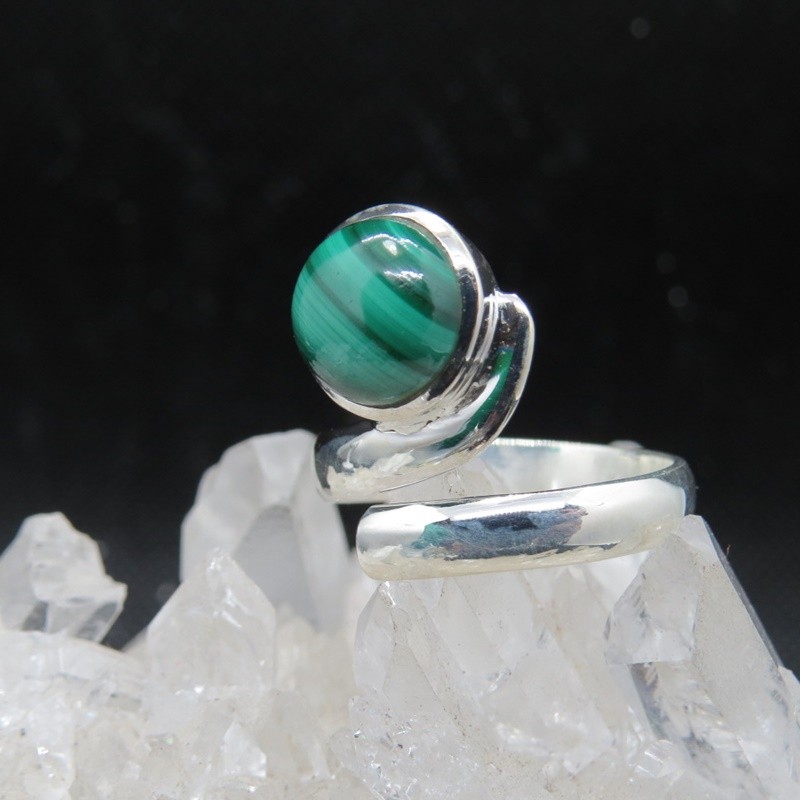 Anillo malaquita y plata