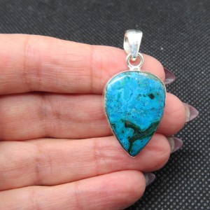 Colgante Crisocola con malaquita y plata