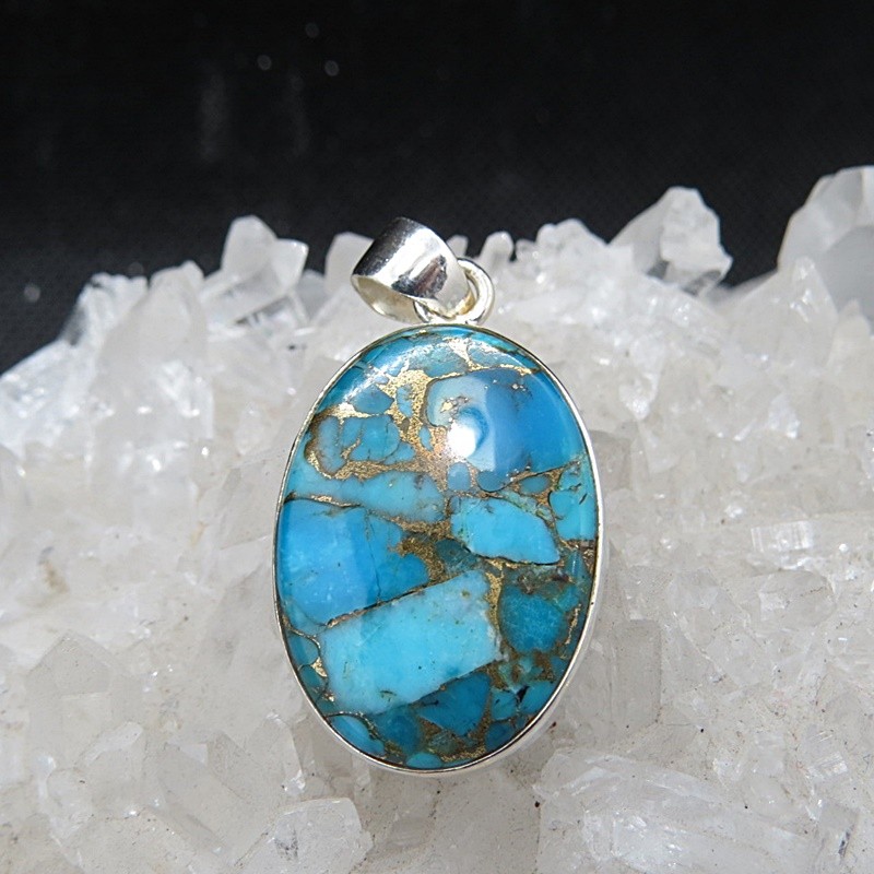 Colgante turquesa azul cobre y plata