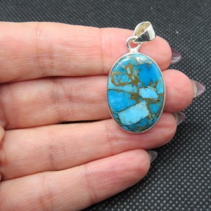 Colgante turquesa azul cobre y plata