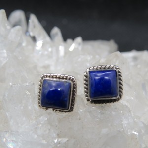 Pendientes presión lapislázuli y plata