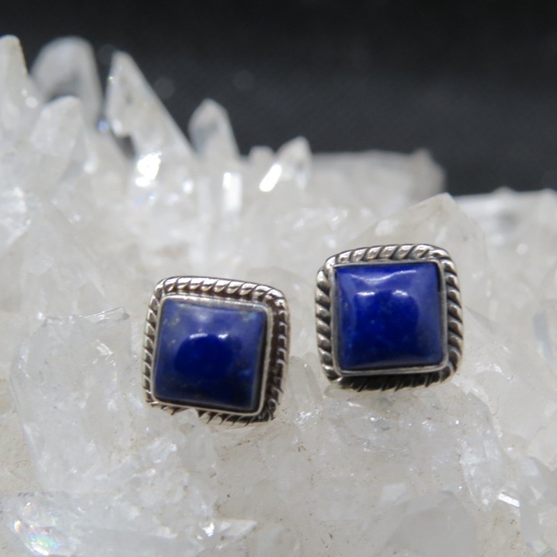Pendientes presión lapislázuli y plata