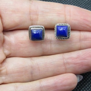 Pendientes presión lapislázuli y plata